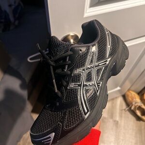 Asics Black and Silver Running Shoes